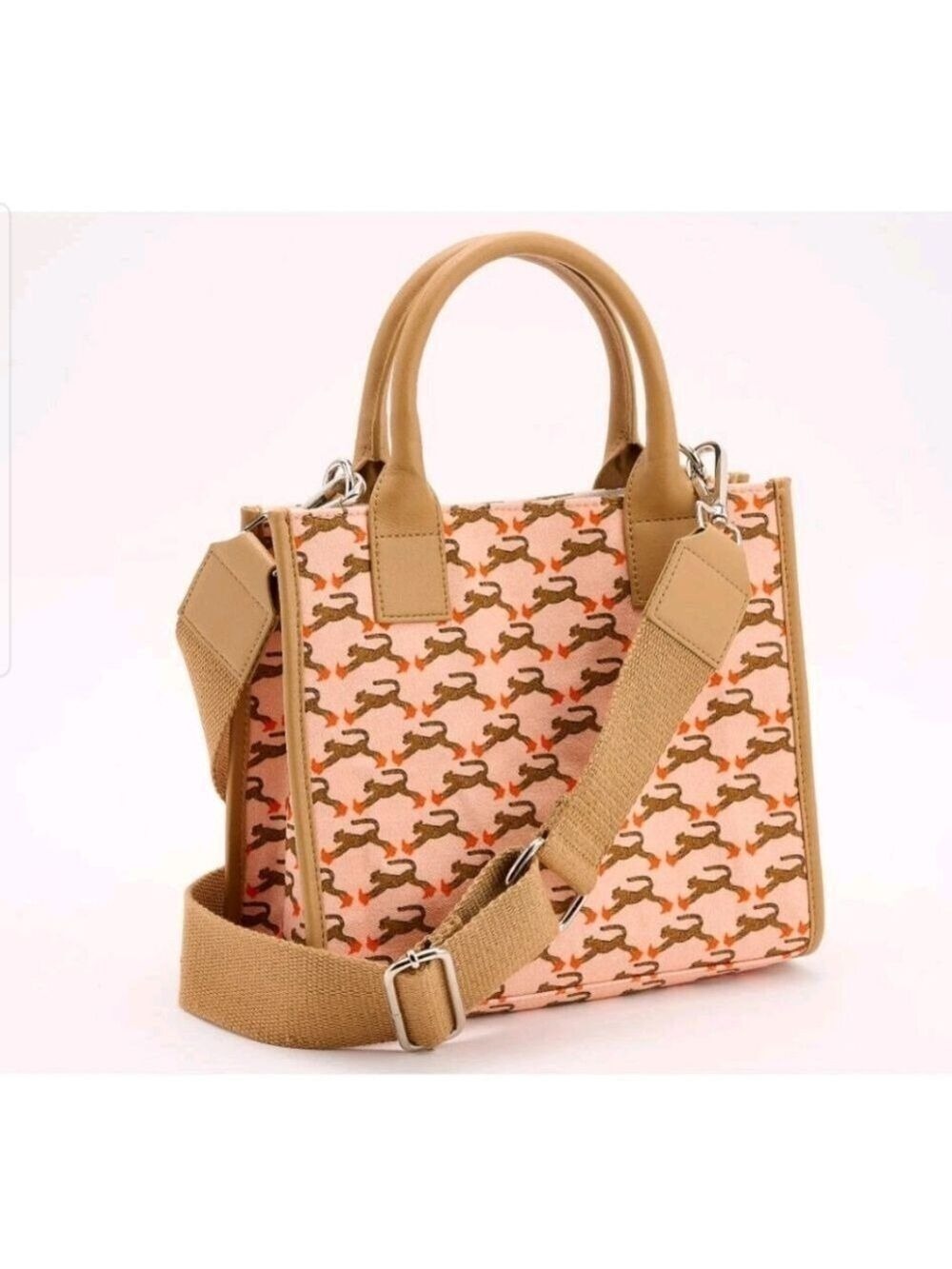 Bouffants & Broken Hearts Pink Cheetah Heel Mini Tote Crossbody